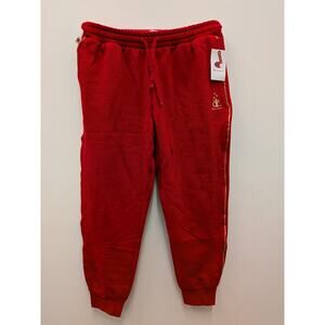 Champion Women’s Red Fleece Jogger Sweatpants Gold Trim Drawstring Size M NWT